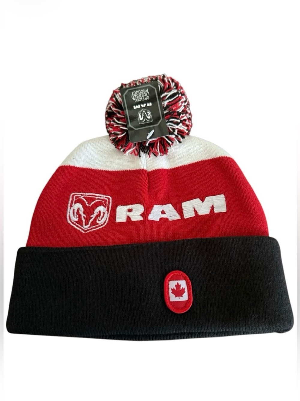 Dodge Ram Chrysler Truck Logo Hat Youth Size Beanie Toque Black Red White